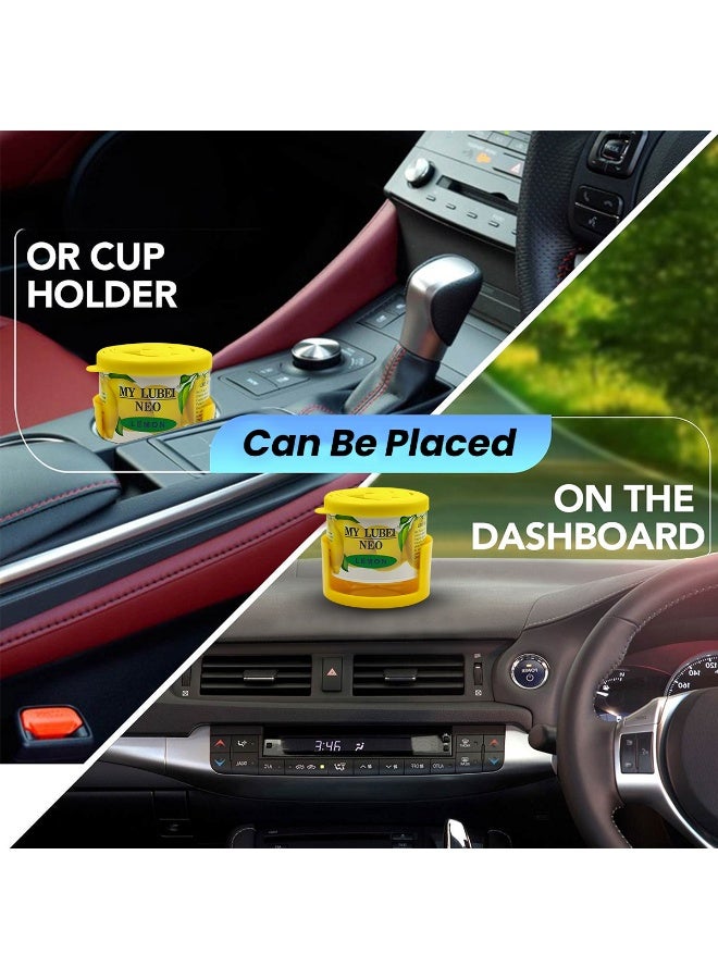 معطر جو للسيارة من ماي لوبي نيو ليمون، عبوة من قطعتين، معطر جو جل غير سام للسيارة والمنزل والمكتب، رائحة منعشة تدوم طويلاً، يوضع على لوحة القيادة أو حامل الأكواب، مزيل روائح صديق للبيئة - Image 5